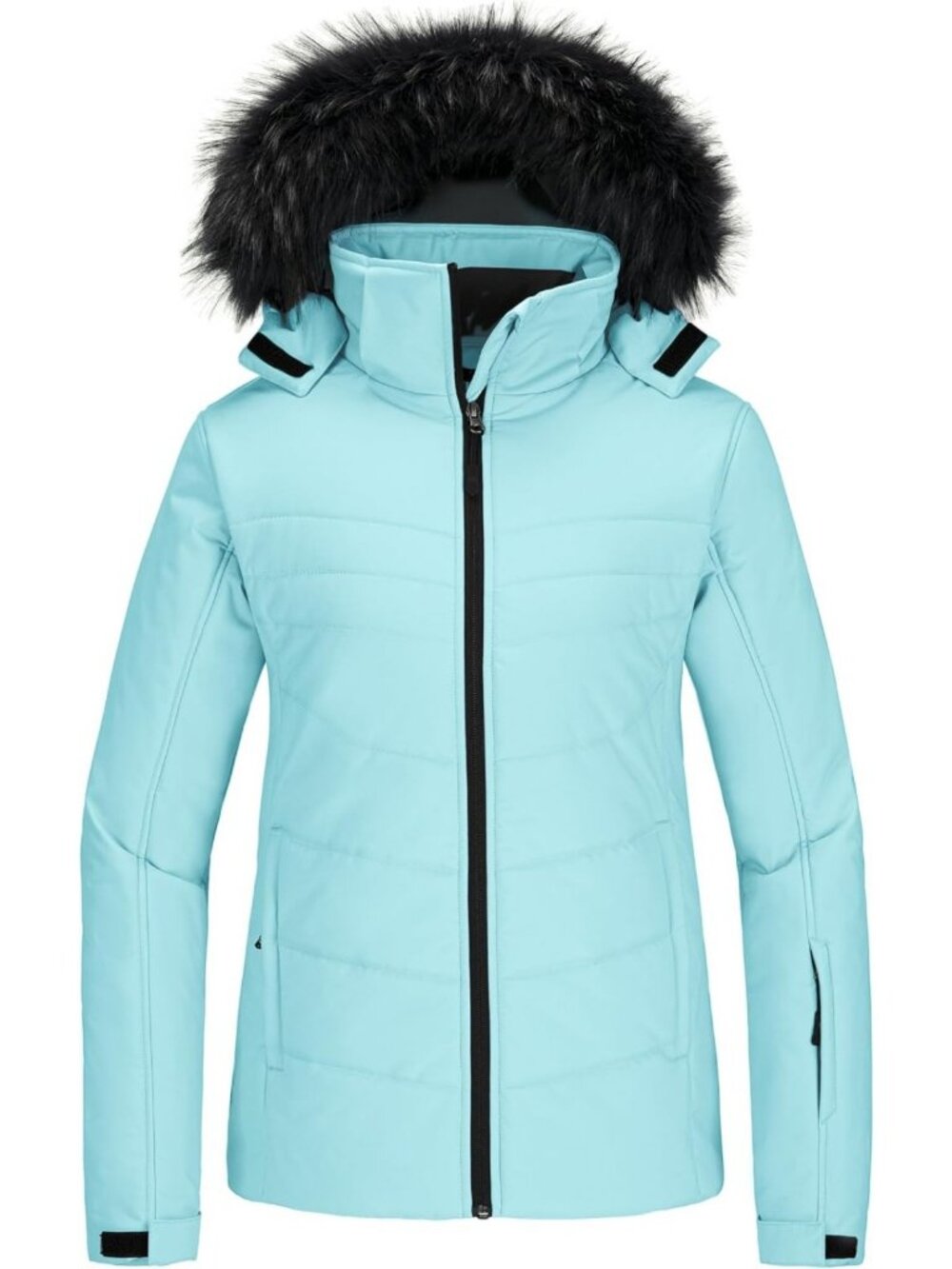Warm Waterproof Women's Ski Jacket - Thick Hooded Puffer Winter Coat